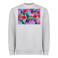 Heather Grey Flower Hummingbird Heavyweight Sweatshirt - Artiststas