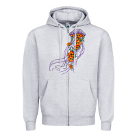 Heather Grey light purple jellyfish and floral Zipper Hoodie - BarkalooDesign