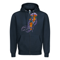 Navy light purple jellyfish and floral Zipper Hoodie - BarkalooDesign