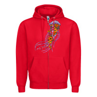 Red light purple jellyfish and floral Zipper Hoodie - BarkalooDesign