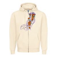 Light Purple Jellyfish And Floral Zipper Hoodie | Teevron