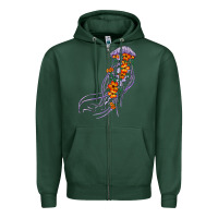 Sports Green light purple jellyfish and floral Zipper Hoodie - BarkalooDesign