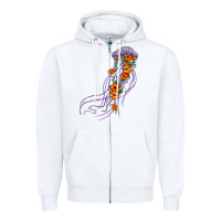 White light purple jellyfish and floral Zipper Hoodie - BarkalooDesign