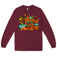Burgundy Thanksgiving Coffee Mug Long Sleeve Tee - FaDigitalArtStudio