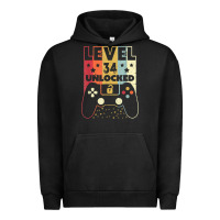 Pigment Black level 34 unlocked shirt video gamer 34th birthday gifts tee t shirt Urban Hoodie - longCreatives