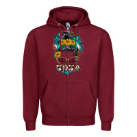 Burgundy nona life messy bun Zipper Hoodie - BarkalooDesign
