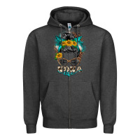 Charcoal Heather nona life messy bun Zipper Hoodie - BarkalooDesign