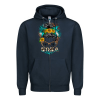 Navy nona life messy bun Zipper Hoodie - BarkalooDesign