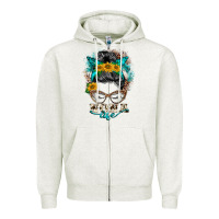 Oatmeal Heather nona life messy bun Zipper Hoodie - BarkalooDesign
