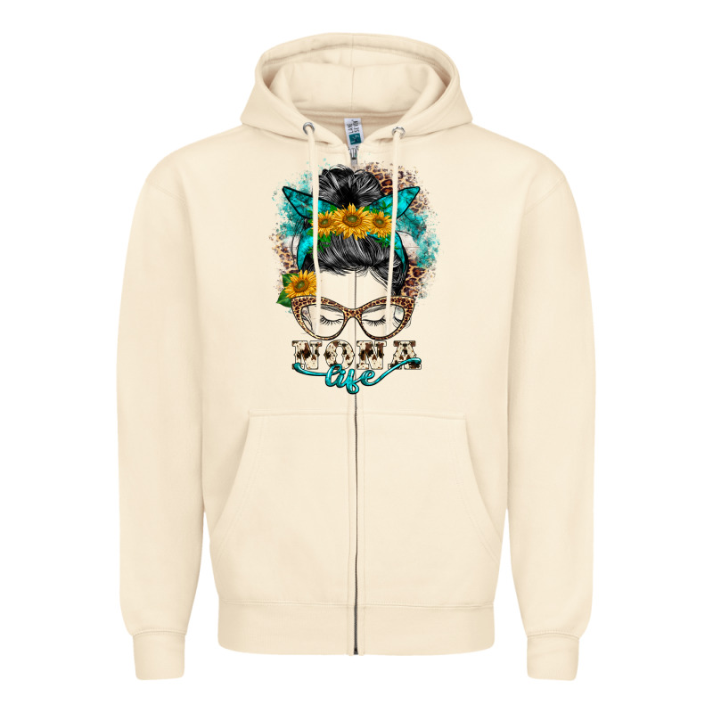 Nona Life Messy Bun Zipper Hoodie by BarkalooDesign | Teevron