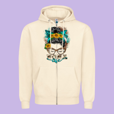 Nona Life Messy Bun Zipper Hoodie Designed By Barkaloodesign