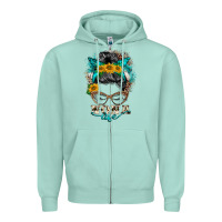 Seafoam nona life messy bun Zipper Hoodie - BarkalooDesign
