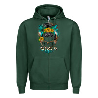 Sports Green nona life messy bun Zipper Hoodie - BarkalooDesign