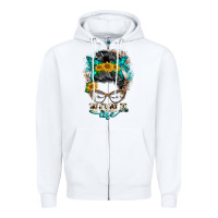 White nona life messy bun Zipper Hoodie - BarkalooDesign