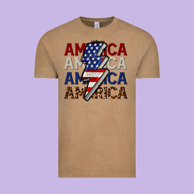 America With Lightning Bold Vintage Tee Designed By Cowgirlartshop
