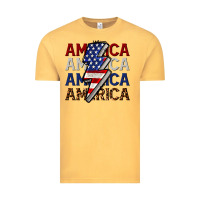 Vintage Mustard America with lightning bold Vintage Tee - CowGirlArtShop