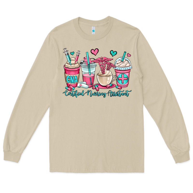 Cna Certified Nursing Assistant Coffee Cups Long Sleeve Tee by OliviaCreatesArt | Teevron