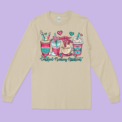 Cna Certified Nursing Assistant Coffee Cups Long Sleeve Tee Designed By Oliviacreatesart