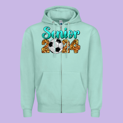Soccer Senior 2024 Zipper Hoodie Designed By Barkaloodesign