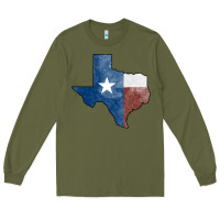 Army Green Texas Watercolor Map Long Sleeve Tee - Jasminsmagicworld