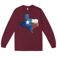 Burgundy Texas Watercolor Map Long Sleeve Tee - Jasminsmagicworld