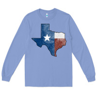Colony Blue Texas Watercolor Map Long Sleeve Tee - Jasminsmagicworld