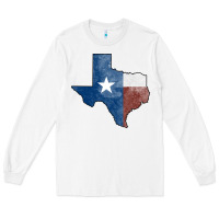 White Texas Watercolor Map Long Sleeve Tee - Jasminsmagicworld