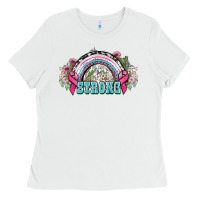 White Strong Cancer rainbow Cancer Awareness Ladies Tee - HowdyJamesFarm