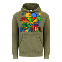 Vintage Olive different is beautiful autism Vintage Hoodie - OliviaCreatesArt