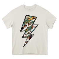 Cream Lightning Bolt Heavy Core Tee - JahusDesignShop