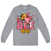 Heather Grey Bee Mine Valentines Day Long Sleeve Tee - OliviaCreatesArt