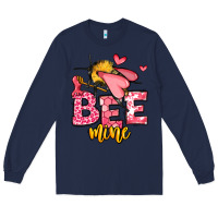 Navy Bee Mine Valentines Day Long Sleeve Tee - OliviaCreatesArt