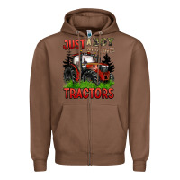 Chestnut just a boy who loves tractors red tractor Zipper Hoodie - BarkalooDesign