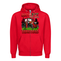 Red just a boy who loves tractors red tractor Zipper Hoodie - BarkalooDesign