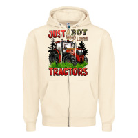 Sandshell just a boy who loves tractors red tractor Zipper Hoodie - BarkalooDesign