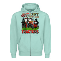 Seafoam just a boy who loves tractors red tractor Zipper Hoodie - BarkalooDesign