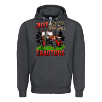 Smoke just a boy who loves tractors red tractor Zipper Hoodie - BarkalooDesign