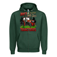 Sports Green just a boy who loves tractors red tractor Zipper Hoodie - BarkalooDesign