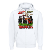 White just a boy who loves tractors red tractor Zipper Hoodie - BarkalooDesign