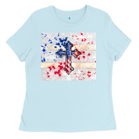 4th Of July Flag Cross Ladies Tee | Teevron