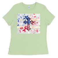Matcha 4th of july flag cross Ladies Tee - TumblerDesignByShophia