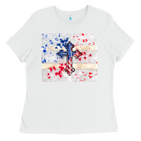 White 4th of july flag cross Ladies Tee - TumblerDesignByShophia
