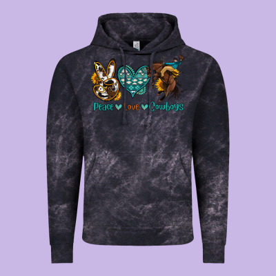 Peace Love Cowboys Vintage Hoodie Designed By Oliviacreatesart