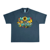 Midnight Navy Mom of twins sunflower mothers day Urban Heavy Tee - HowdyJamesFarm