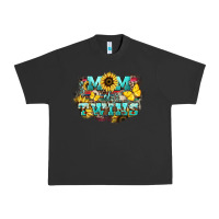 Pigment Black Mom of twins sunflower mothers day Urban Heavy Tee - HowdyJamesFarm