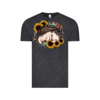 Vintage Black sleeping hedgehog sunflower leopard Vintage Tee - Jasminsmagicworld