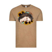 Vintage Coffee sleeping hedgehog sunflower leopard Vintage Tee - Jasminsmagicworld