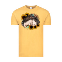 Vintage Mustard sleeping hedgehog sunflower leopard Vintage Tee - Jasminsmagicworld