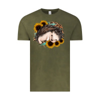 Vintage Olive sleeping hedgehog sunflower leopard Vintage Tee - Jasminsmagicworld