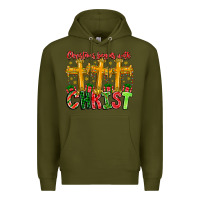 Army Green christmas begins with christ Premium Hoodie - CowhideDigitalArt
